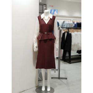 [KL] 셔츠 레이어드 페플럼 원피스 KWOPPI0300