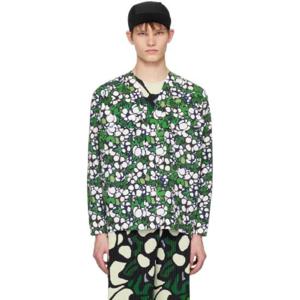 25 FW Homme Plisse Issey Miyake 남성 그린 프린트 셔츠 231729M192021