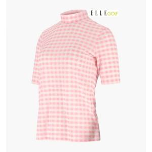 [엘르골프]23 여성 여름 체크패턴 반목 티셔츠 6J45453-400_BP