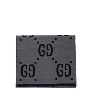 GUCCI 울과 실크 맨 소재의 자카드 GG 모티프 그레이 스카프 4955924G3504063