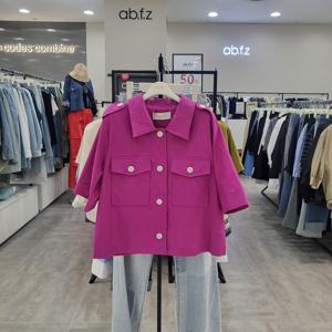 [ab.f.z]AFY2HJ03/여름 린넨 단추 포인트 루즈핏 숏 자켓_IC