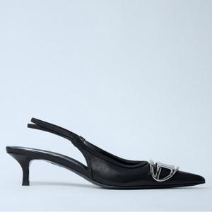 25 FW 디젤 D Venus 디 베누스 로고 하드웨어 슬링백 펌프스 블랙 Y03706 PR818 T8013