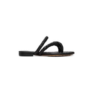 Bottega Veneta 샌들 블랙 리프 플랫 샌들 241798F124006