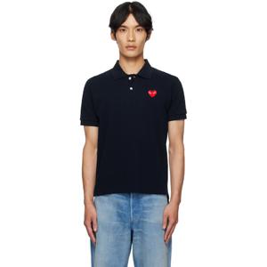 꼼데가르송 폴로셔츠 네이비 하트 패치 폴로 셔츠 252246M212000