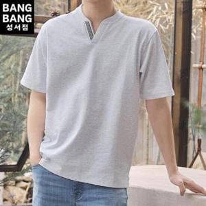 뱅뱅 HC04 여름 남성 브이 트임 헨리넥 반팔 티 NTL368