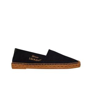 생로랑 캔버스 자수 에스파드리유 블랙 605956-1P210-1000