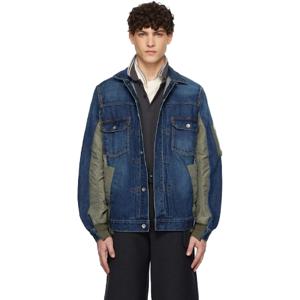 사카이 청자켓 블루   카키 트윌 데님 재킷 251445M177001