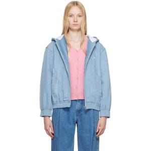 Maison Kitsune 청자켓 블루 집업 후디 데님 재킷 251389F060000