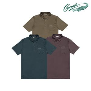 [크로커다일] 솔리드 실크 반팔 카라티 CDAABTS2407