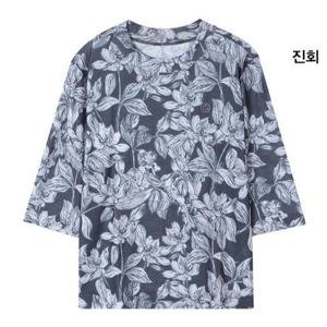 그린조이 HC12 여성 플라워 프린트 7부 라운드 티셔츠 GP25KR23W(딥그레이)