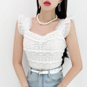 [금찌] 코이 레이스 주름 나시 ST7586T