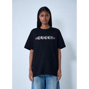 25 FW 구찌 여성 로고 모티프 티셔츠 guc0261091blk