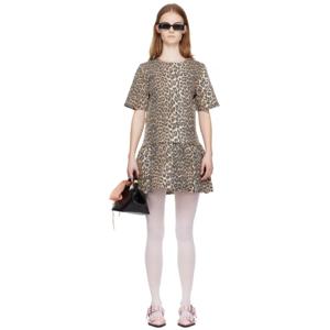 25 FW 가니 여성 베이지   블랙 오가닉 코튼 데님 미니 드레스 241144F052031