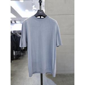 바쏘옴므 세이브존03 바쏘옴므 블루 오버 핏 라운드넥 반팔 니트 WSAGY2GW50ABUA