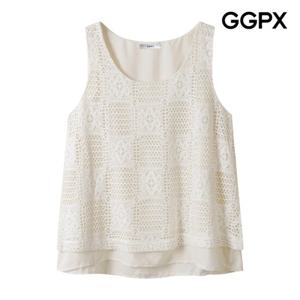 [GGPX] 자가드 톤온톤 레이어드형 슬리브리스 블라우스 (GP7SH061F)