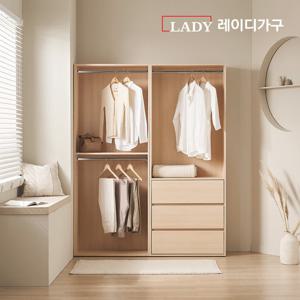 레이디가구 이안 드레스룸 160cm B세트 (80cm 2단 행거형+80cm 3