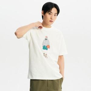 [뉴발란스]매장판 공용 그래픽 반팔 티셔츠 세미 오버핏 화이트 MT41578 NBNEE2S071-10