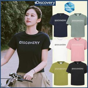 디스커버리 25S/S 여름 신상 할인 슬림핏 여성 크롭 워싱 빅로고 반팔티셔츠 DWRS9G053
