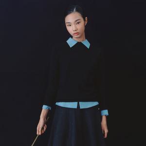 [라인어디션]배색 리본 셔츠 (NGSTOJ99)