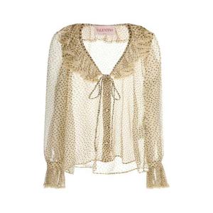 발렌티노 가라바니 여성 베이지 Georgette 프린티드 긴팔 블라우스 6B0AB7H3981 R8E