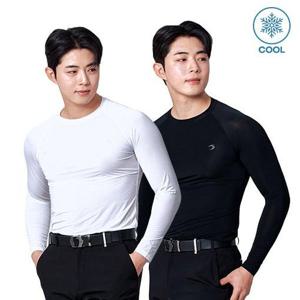 TS스포츠 남성 골프웨어 이너웨어 기능성 자외선차단 냉감 쿨티셔츠 UV차단 쿨링 레이어 이너티-라운드넥