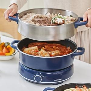 베스트하임 멀티 쿠커 대용량 전기 분리형 만능 스텐 전골 냄비 찜기 M