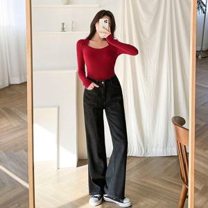 ★타임특가★[S~XL]하이틴 하이웨이스트 와이드 데님팬츠