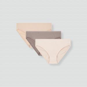 JAJU 여 코튼 베이직 힙허거 팬티 3매_라이트 베이지