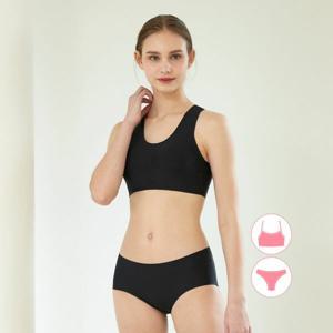 (현대Hmall) [하프클럽/베이직 엘르]베이직스킨 여성인 X백 래쉬가드이너 브라+팬티 수영복세트 BEL-S