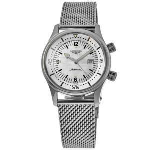 Longines 롱진 레전드 다이버 모터 오브 펄 다이얼 스테인리스 스틸 여성용 시계 L3.374.4.80.6 3671050