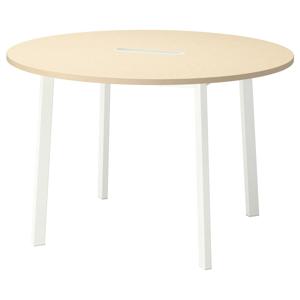밋손 회의테이블 120x75cm 원형 자작나무무늬목/화이트