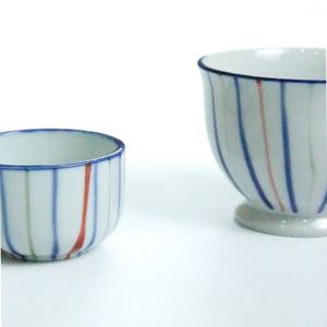 삼색 줄무늬 컵&미니볼 ( 도자기잔 선물세트 술잔 물컵 집들이 선물)