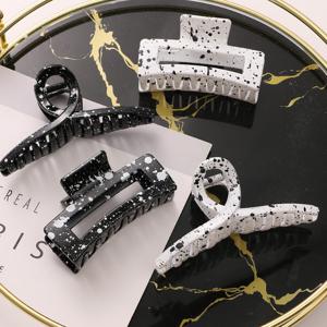 데일리 법랑 무늬 대왕 폭 집게핀 1P