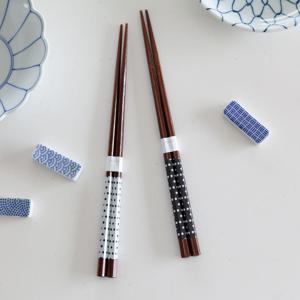 아오바 천연목 우드 젓가락 도트 패턴