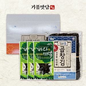 청정완도 유기미역/곱창김 혼합 선물세트 (유기미역 50g*3봉+곱창김50매)