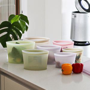 한국 플래티넘 스탠딩 실리콘 지퍼백 전자렌지 밀폐용기 실리콘팩 - 소 500ml