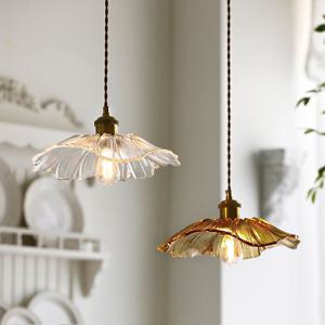 로터스 웨이브 빈티지 글라스 펜던트 포인트 조명 북유럽 주방 카페 미니 크리스탈 식탁등