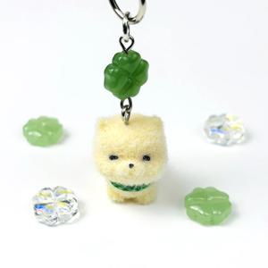 행운 누렁이 키링 키홀더 미니 강아지 네잎크로버