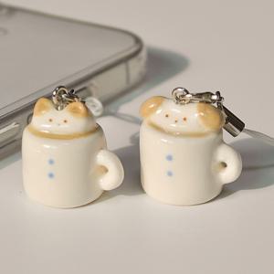 멍푸치노 냥푸치노 키링- 고양이 강아지 도자기 키링 커플 우정템