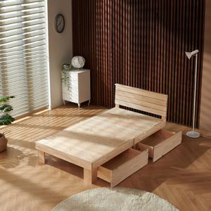 편백나무 원목 뉴헤드 통판 서랍형침대 미니.세미.싱글침대 매트리스 선택