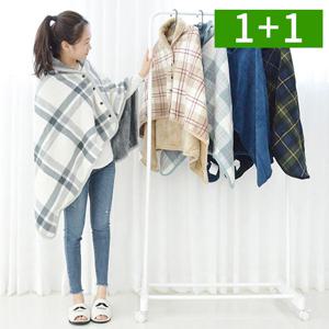 1+1 극세사 양털 무릎담요 똑딱이 망토담요 블랭킷 침구 이불 캠핑 사무실 겨울용품