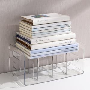 델리 프리미엄 4칸 점보 북엔드 책꽂이 투명 북스탠드 책 지지대 수납정리 강력고정 잡지꽂이