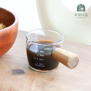 우드핸들 유리소스볼(미니) 50ml 홈카페 내열유리 에스프레소샷잔 시럽잔