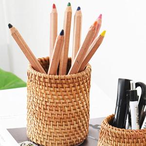 고급연필꽂이 라탄 감성 탁상 펜곶이