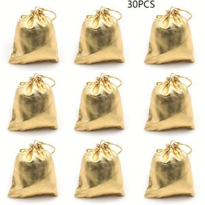 TEMU 30개, 황금 천 가방, 보석 가방, 선물 가방, 졸라매는 끈 Organza 보석 가방, 결혼식 파티, 크리스마스 선물, 사탕 초콜릿 가방, 12cm/4.72인치, 졸라매는 끈 선물 가방, 관통하는 가벼운 과일 보호 가방, 보석 선물 가방, 파티 가방, 보석 가방, 페스티벌 가방
