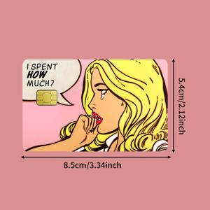 TEMU 얼마나 쓴지 신용카드 커버 재미있는 귀여운 슬픈 소녀 직불카드 스티커 은행 카드 신용카드 직불카드 교통카드 룸키 카드 라이트 베이지 스티커 남성 여성 모두에게 적합