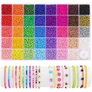 TEMU 39가지 색상 3mm 씨앗 비즈 키트 - 9600개 비즈 장식 세트, 팔찌 보석 만들기, DIY 공예 용품, 미리 구멍이 뚫린 구멍, DIY 공예 용품 | 생동감 있는 비즈 색상 | 세부적인 비즈 작업