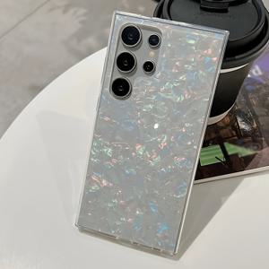 TEMU 갤럭시 S25 울트라, S25 플러스, S25, S24 FE, S24 울트라, S24 플러스, S24, S23, S22, S21, S20 FE용 귀여운 카메라 디자인의 반짝이는 진주 쉘 스탠드 포함 폰 케이스