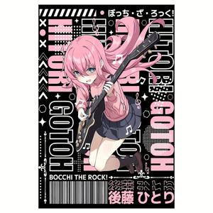 TEMU [2D 플랫] 1pc Bocchi the Rock 애니메 캔버스 포스터 - 화려한 핑크 헤어 & 기타 디자인, 프레임 없는 12x18인치 벽화, 할로윈 크리스마스 부활절 장식용, 친구 가족 동료에게 선물, 애니메 방 장식, 크리스마스에 가장 적합, 방 장식에 완벽