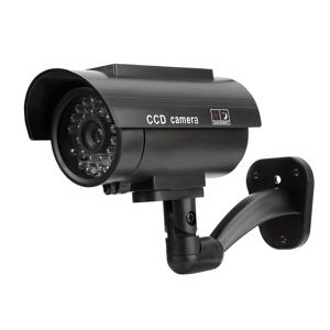 TEMU 태양열 보안 카메라, 실내 및 실외 사용을 지원하며 조절 가능한 설치, CCTV 카메라, 가정 및 사업용으로 적합, 현실적인 빨간색 LED 조명 및 실내/실외 경고 스티커|홈캠